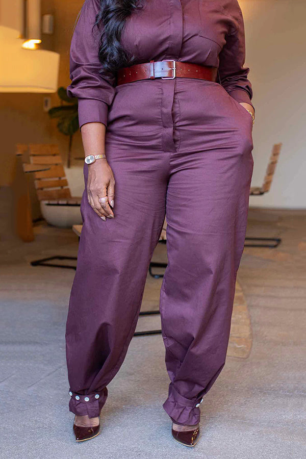 Cozy Solid Button Up Pockets Jumpsuit
