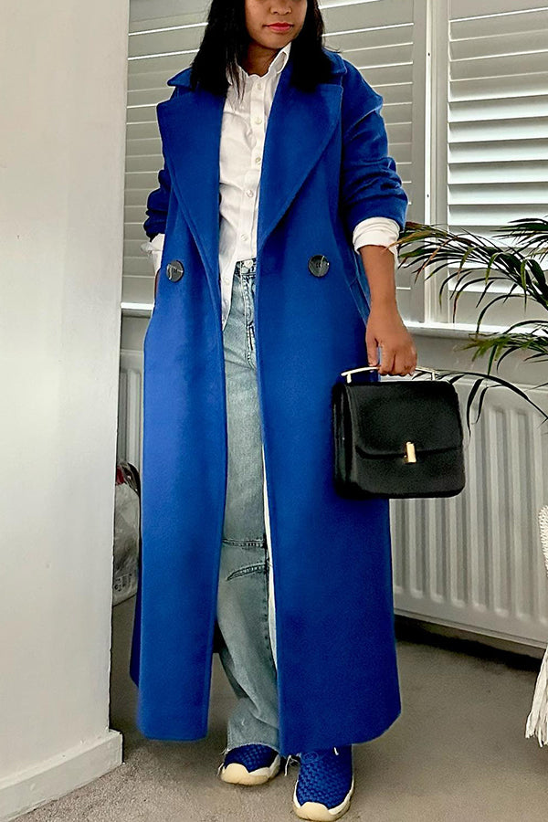 Fashion Lapel Long Woolen Coat
