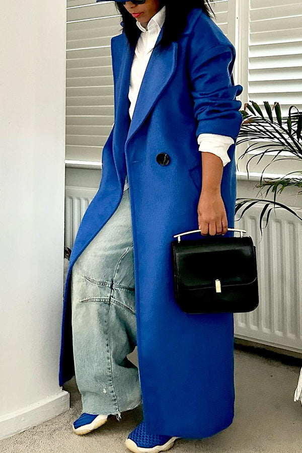 Fashion Lapel Long Woolen Coat