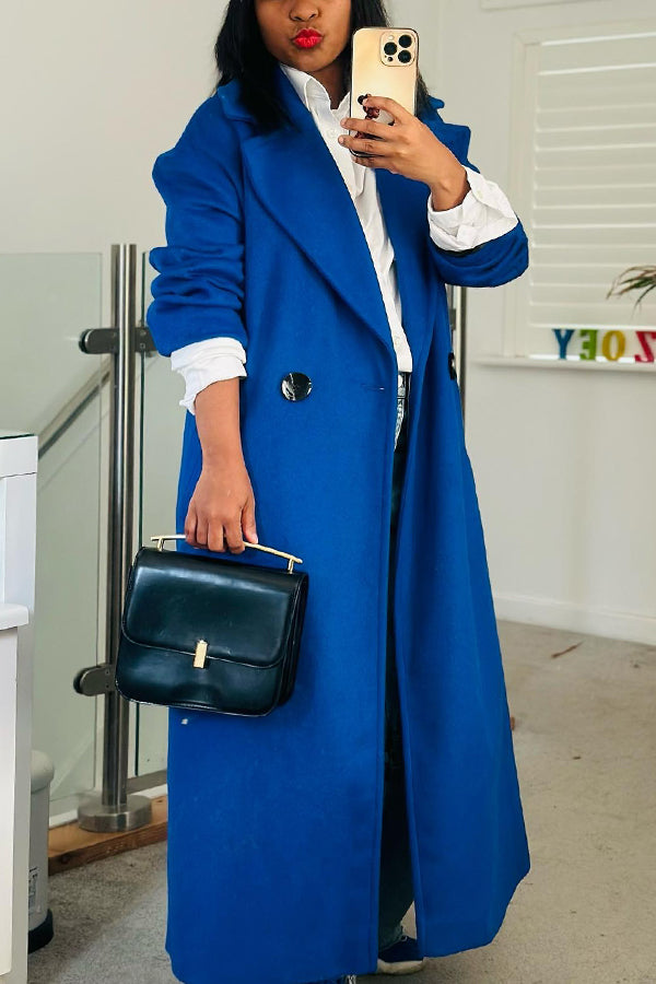 Fashion Lapel Long Woolen Coat
