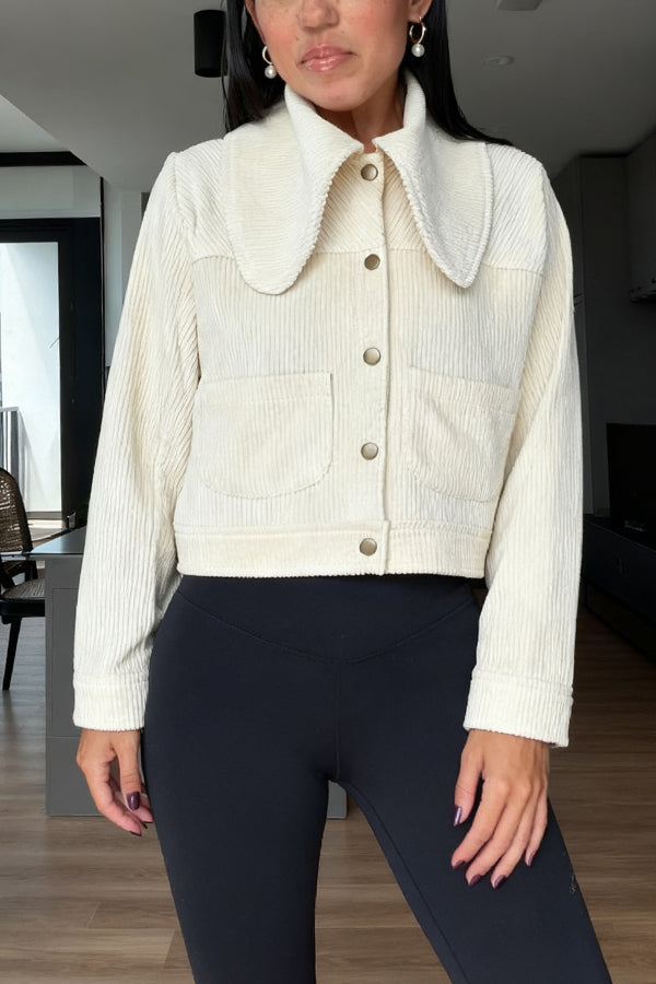 Stylish Doll Collar Corduroy Jacket