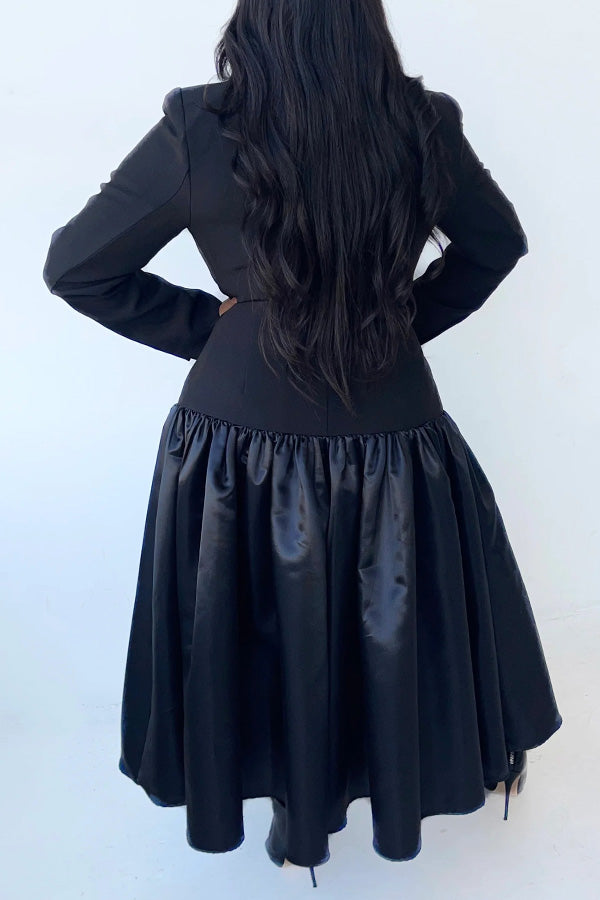 Stylish Ruffle Patchwork Blazer Dress