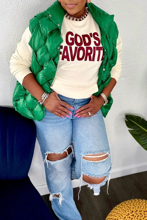 Stylish High Neck Twisted Puff Vest