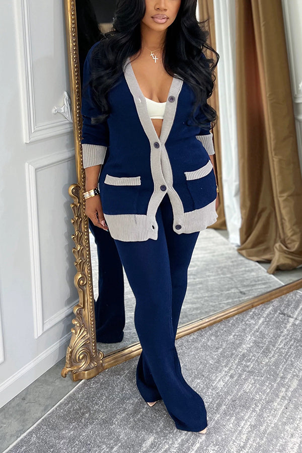 Cozy Button Up Knit Cardigan & Pants Set