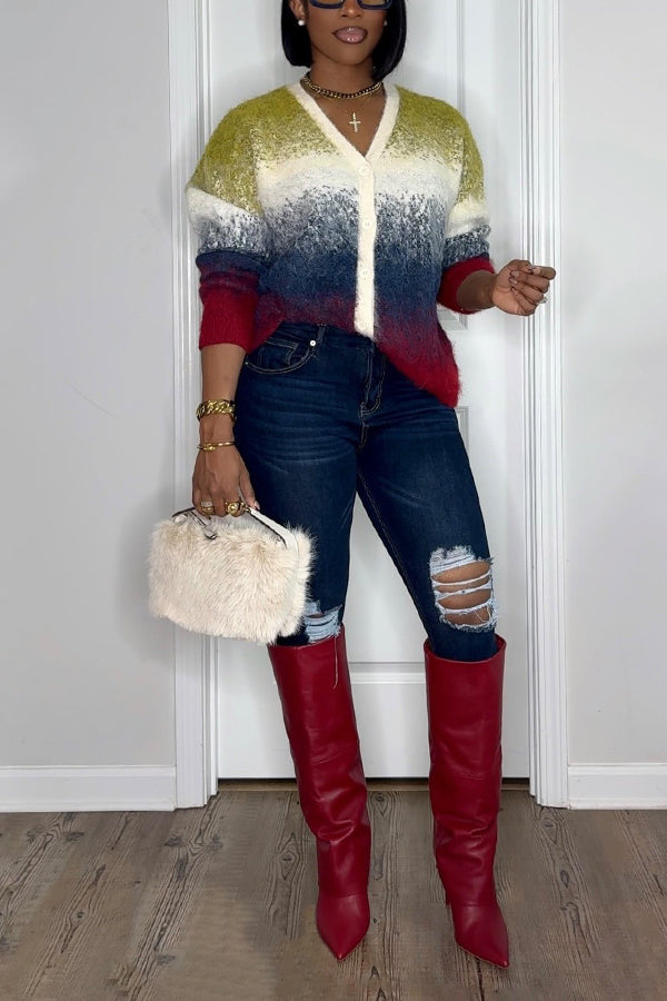 Stylish Colorful Button Up Cardigan