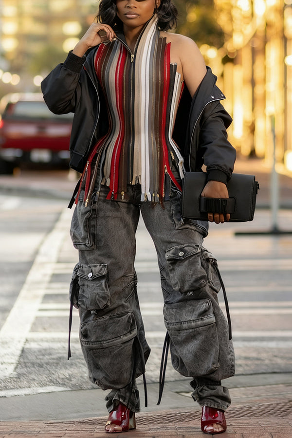 Fashion Cargo Cuffed Jeans