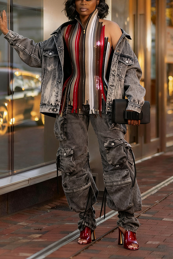 Fashion Cargo Cuffed Jeans