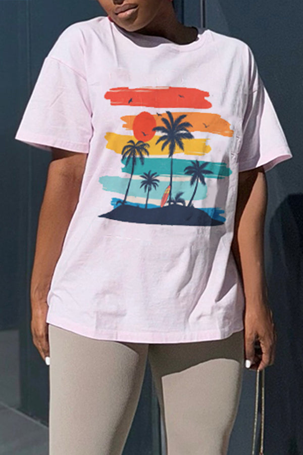 Vacation Colourful Figure Graphic T-shirt