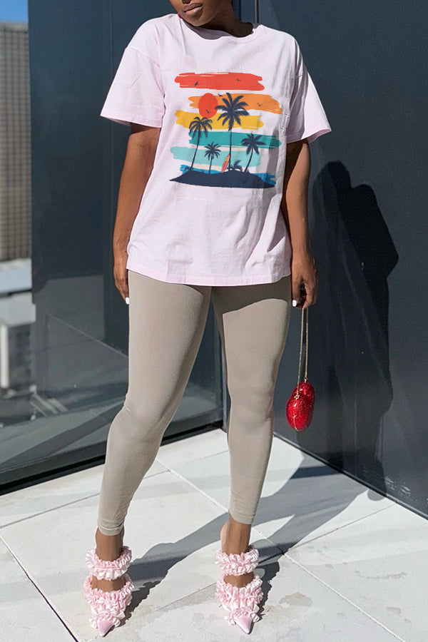 Vacation Colourful Figure Graphic T-shirt