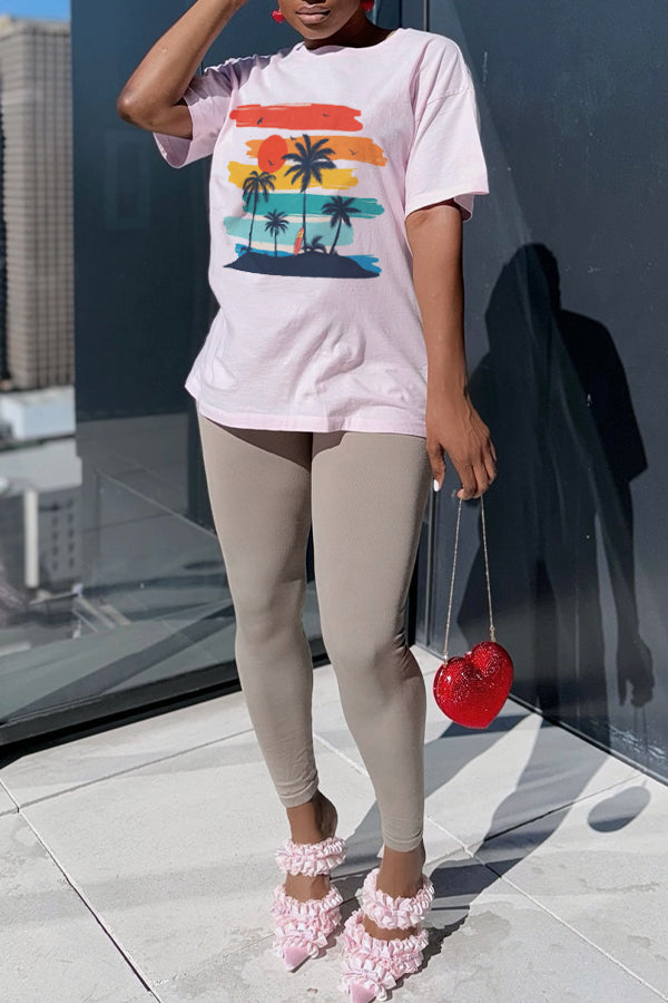 Vacation Colourful Figure Graphic T-shirt