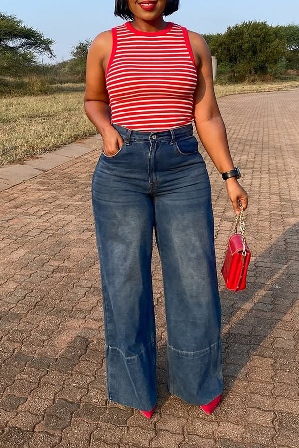 Stylish Straight Leg Denim Pants