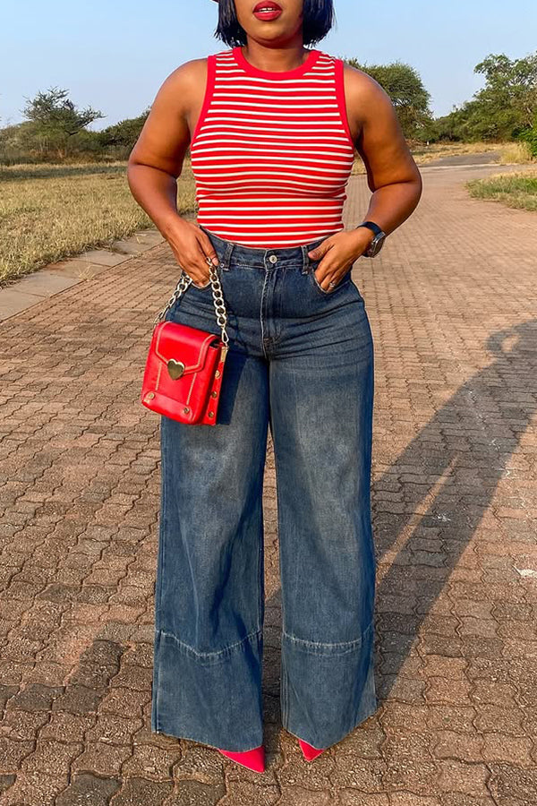 Stylish Straight Leg Denim Pants
