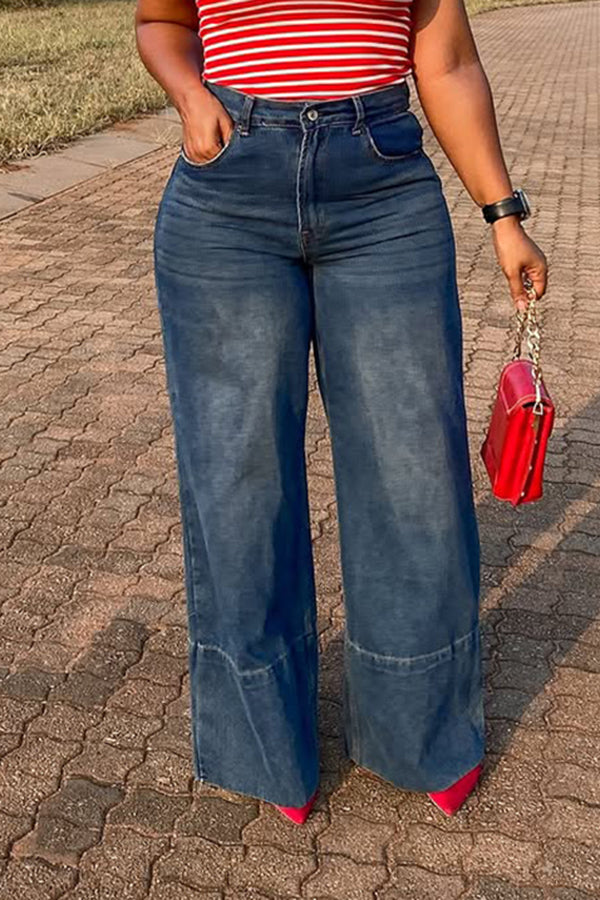 Stylish Straight Leg Denim Pants