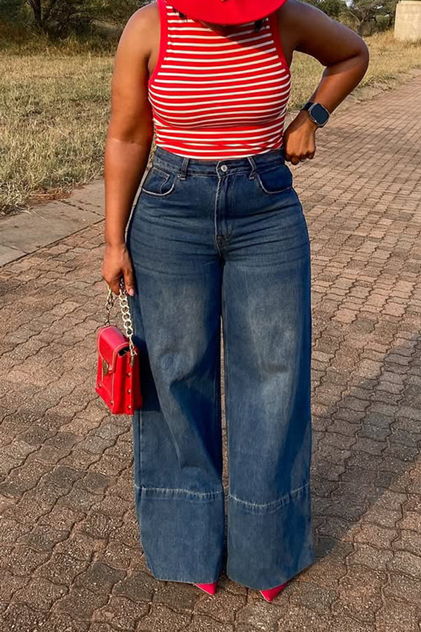 Stylish Straight Leg Denim Pants