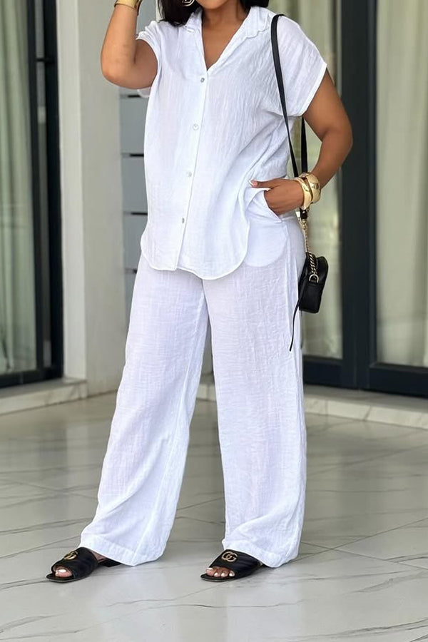 Casual Solid Shirt & Pants Set
