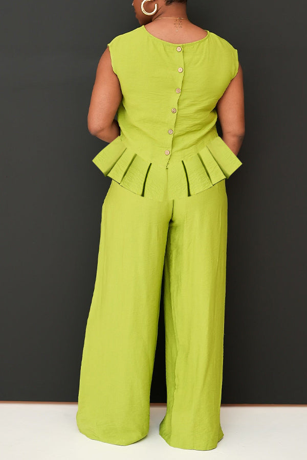 Chic Ruffle Hem Top & Pants Set