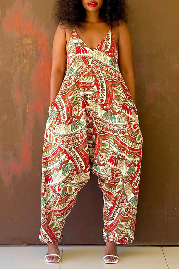 Vintage Allover Print Cami Jumpsuit