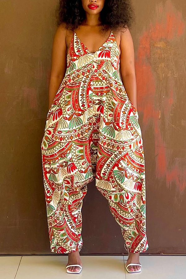 Vintage Allover Print Cami Jumpsuit