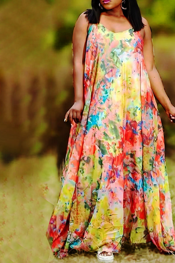 Vacation Floral Print Cami Dress