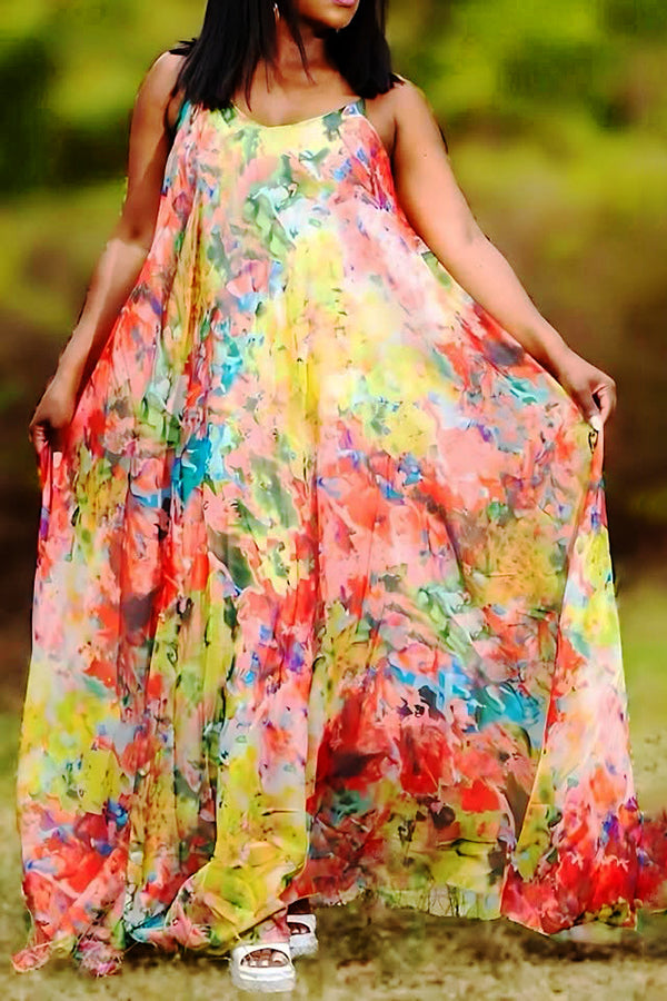 Vacation Floral Print Cami Dress