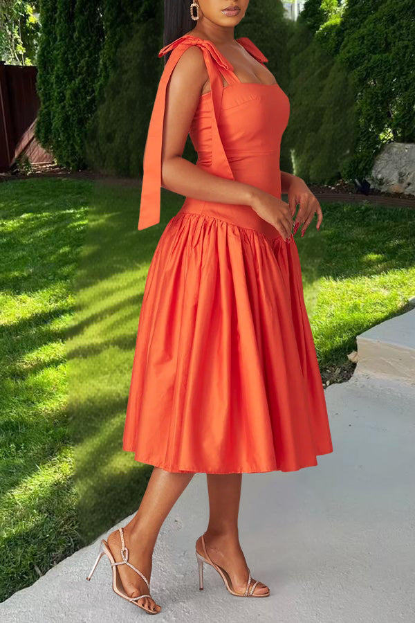 Chic Tie Shoulder Ruffle Hem Dress