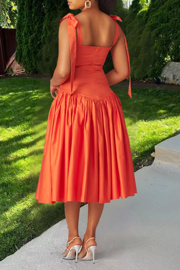 Chic Tie Shoulder Ruffle Hem Dress