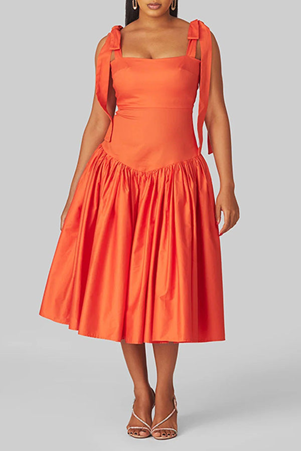 Chic Tie Shoulder Ruffle Hem Dress