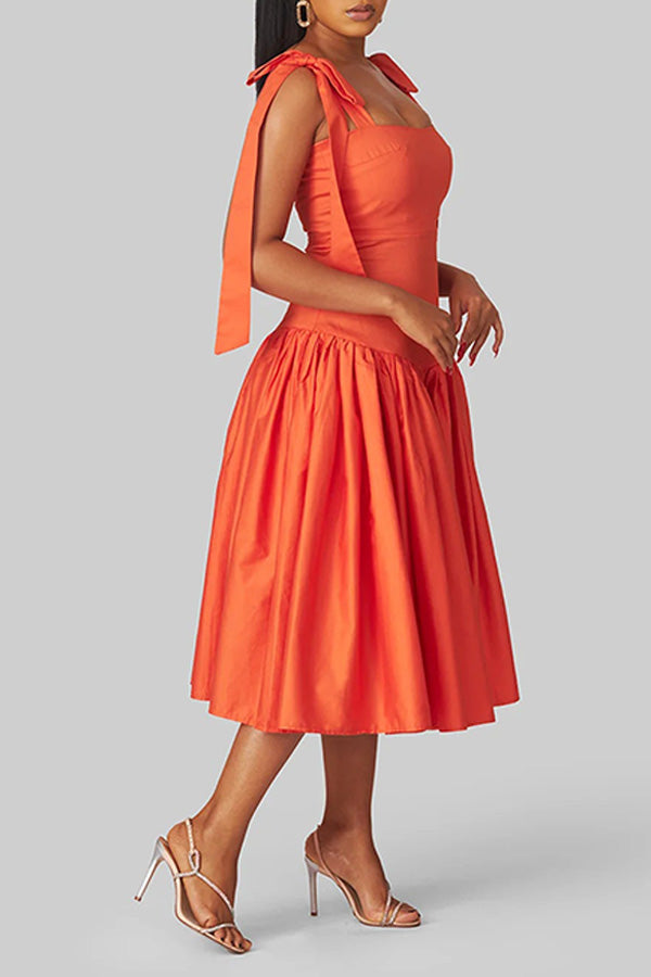 Chic Tie Shoulder Ruffle Hem Dress
