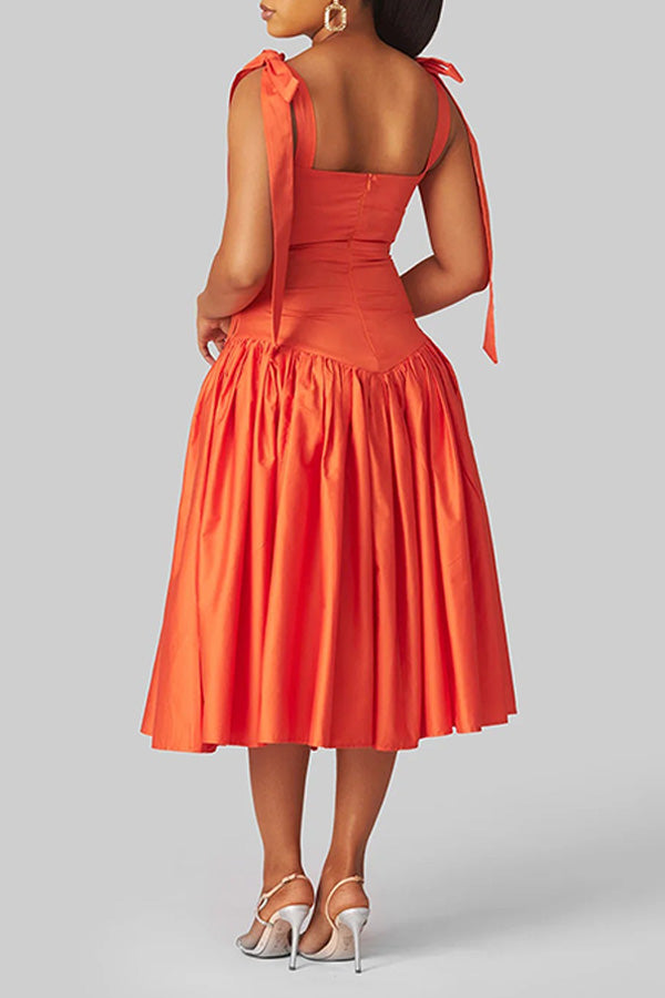 Chic Tie Shoulder Ruffle Hem Dress