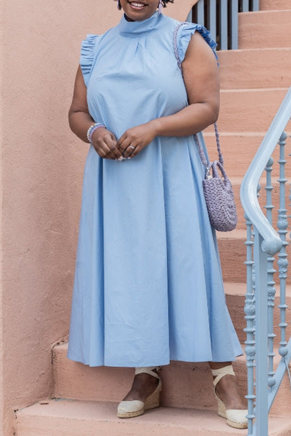 Retro Flutter Sleeve Smock Dress