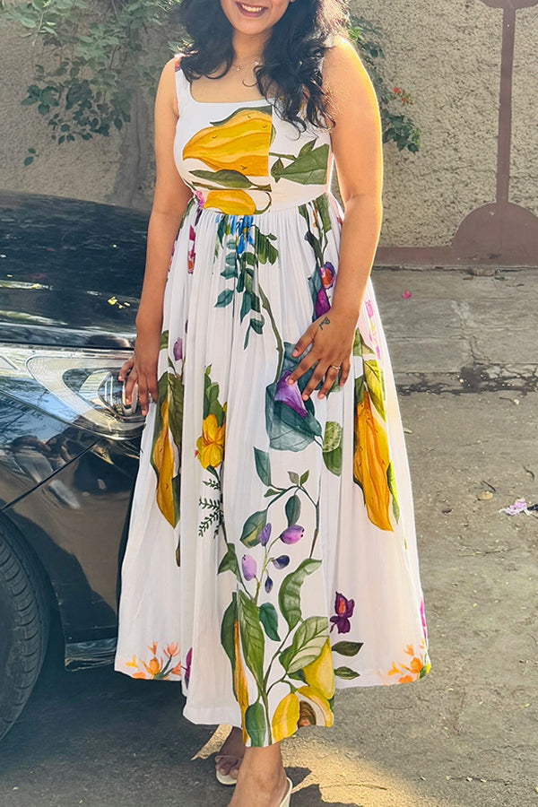 Retro Floral Print Cami Dress