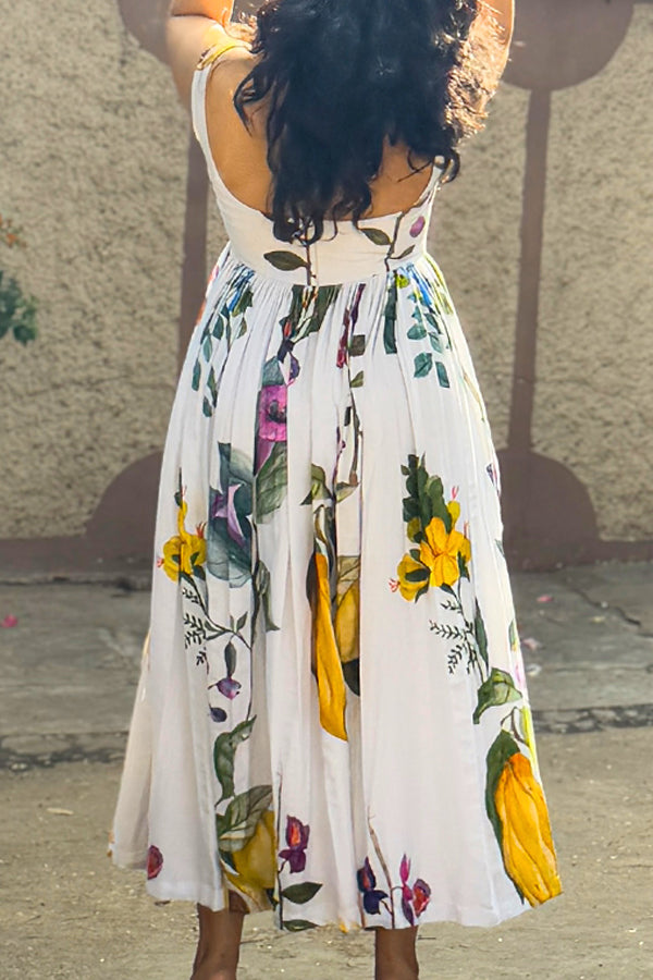 Retro Floral Print Cami Dress