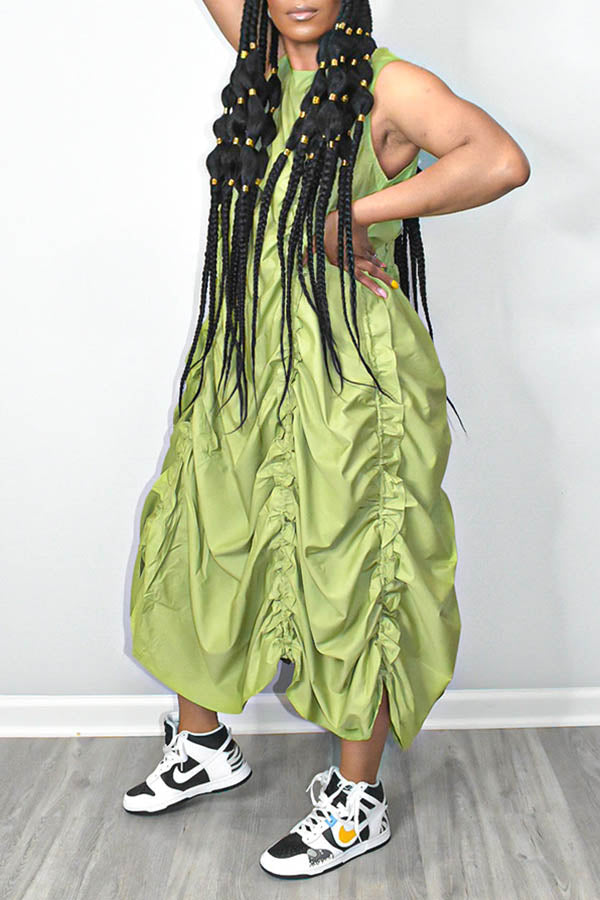 Chic Drawstring Waist Sleeveless Dress