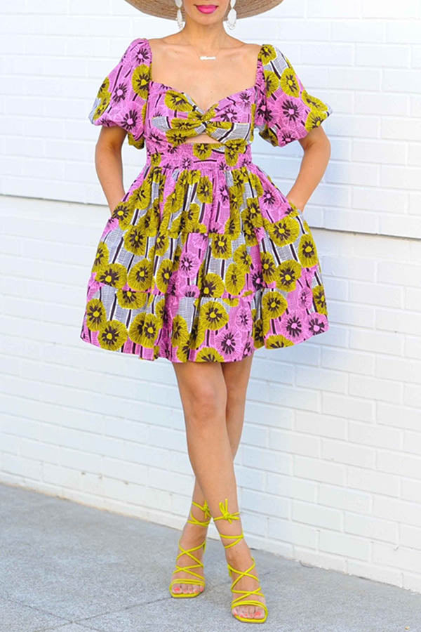 Vacation Off Shoulder Allover Print Dress