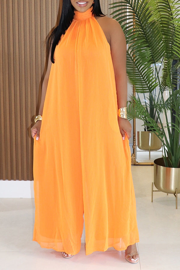 Vacation Halter Straight Leg Jumpsuit