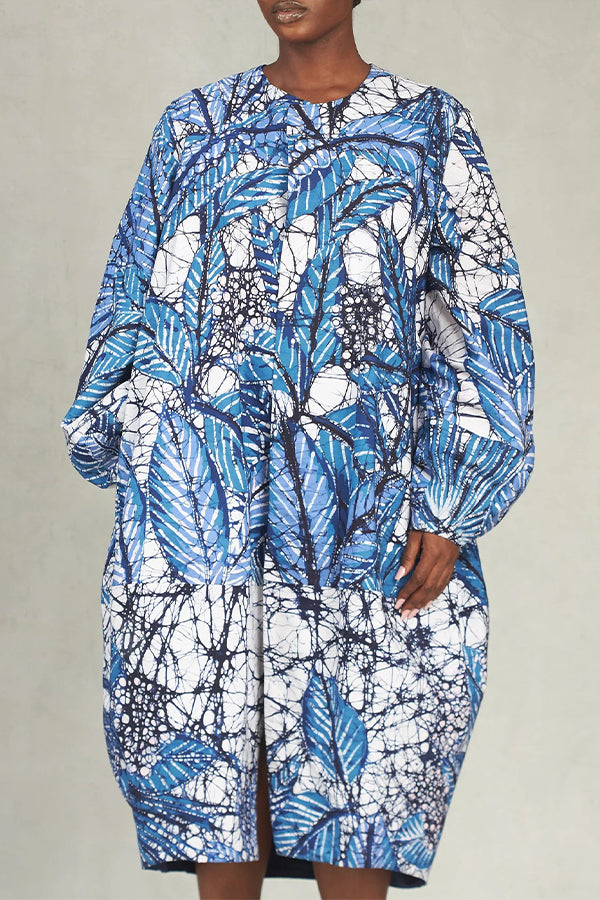 Chic Botanical Print Oversized Dress