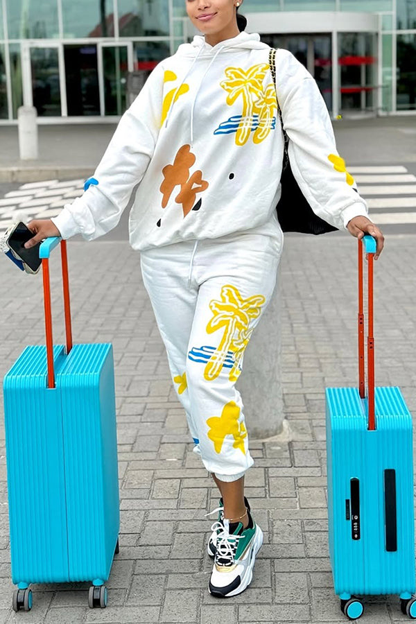 Chic Figure Graphic Hoodie & Pants Set
