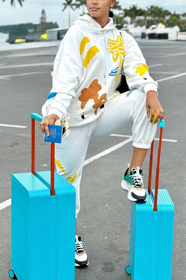 Chic Figure Graphic Hoodie & Pants Set