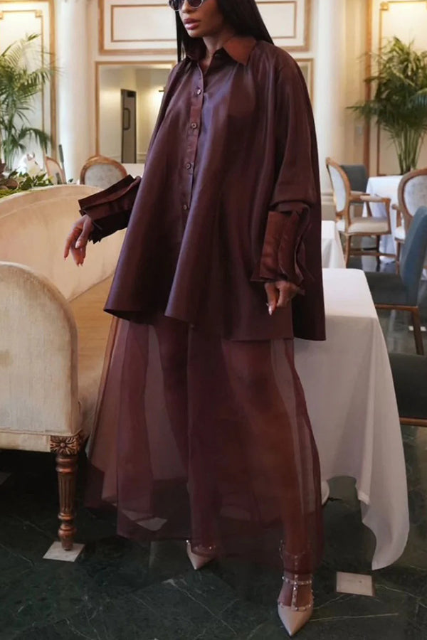 Vintage Loose Shirt & Skirt Set