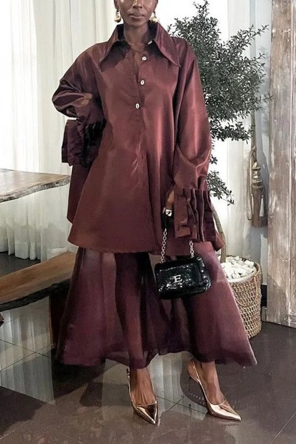 Vintage Loose Shirt & Skirt Set