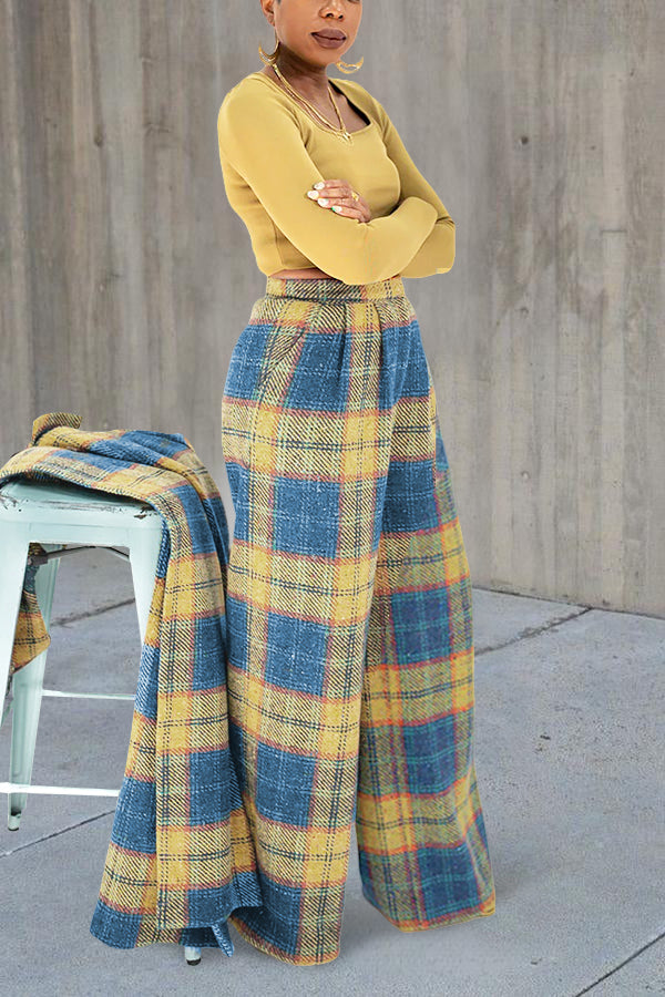 Stylish Plaid Straight Leg Pants