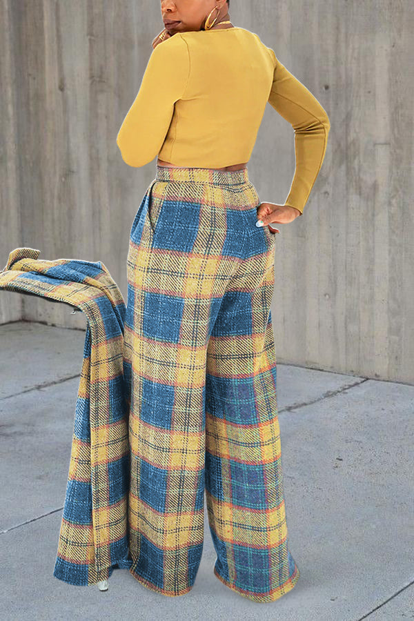 Stylish Plaid Straight Leg Pants