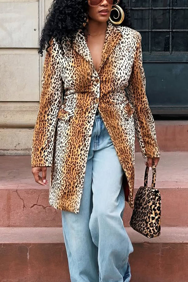 Retro Leopard Print Ombre Blazer