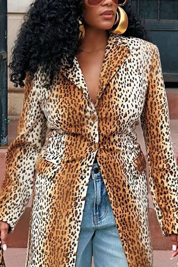 Retro Leopard Print Ombre Blazer
