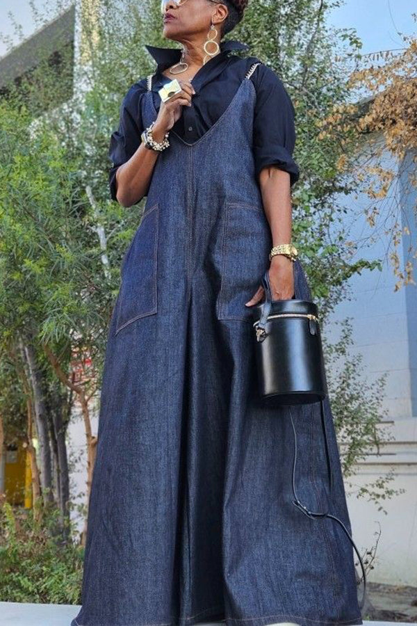 Retro Chain Strap Wide Leg Jumpsuit