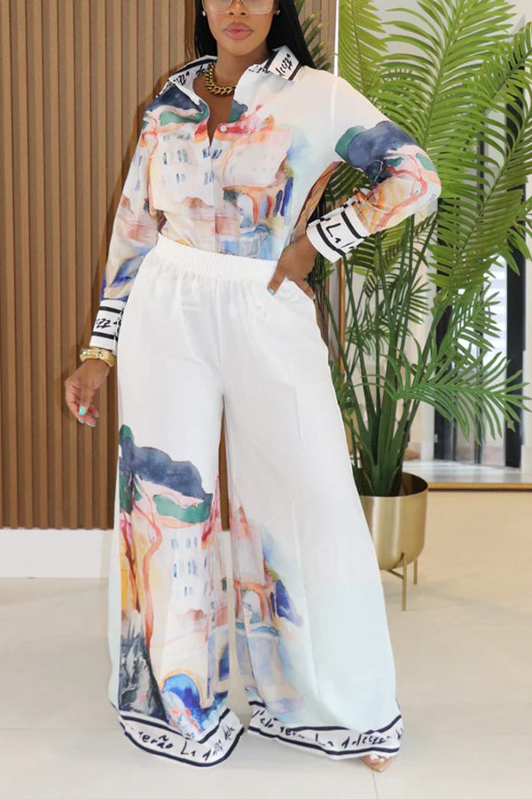 Chic Figure Graphic Top & Pants Set