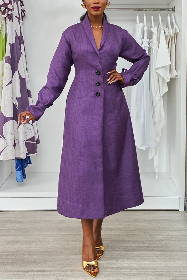 Stylish Shawl Collar Single Breasted Dress