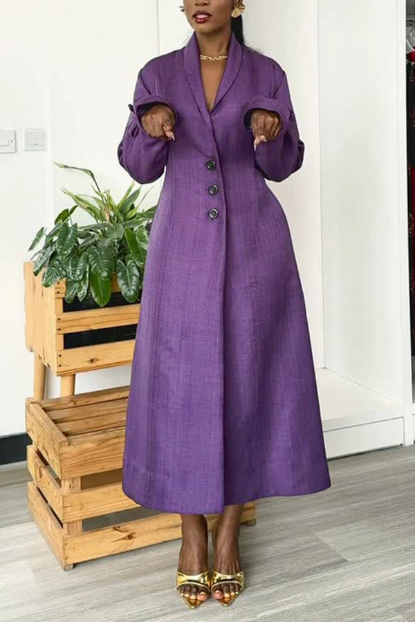 Stylish Shawl Collar Single Breasted Dress