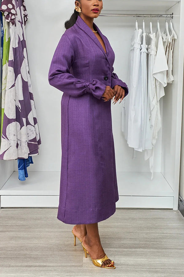 Stylish Shawl Collar Single Breasted Dress
