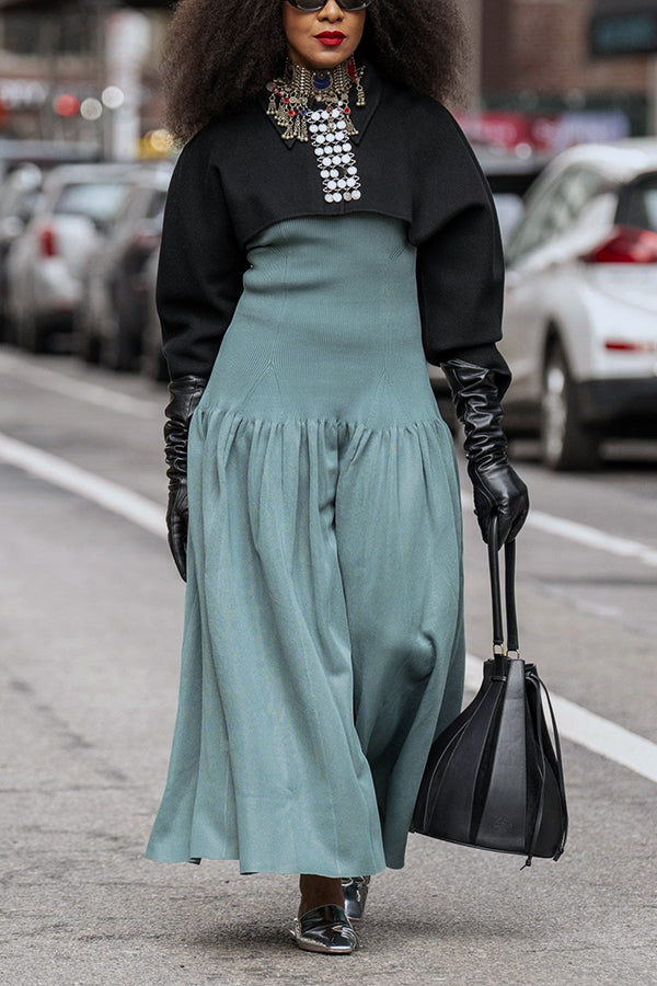 Retro Batwing Sleeve Sweatshirt & Dress Set